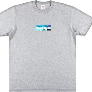 Supreme Emilio Pucci Box Logo Tee Heather Grey/Blue SS21 size Large NEW